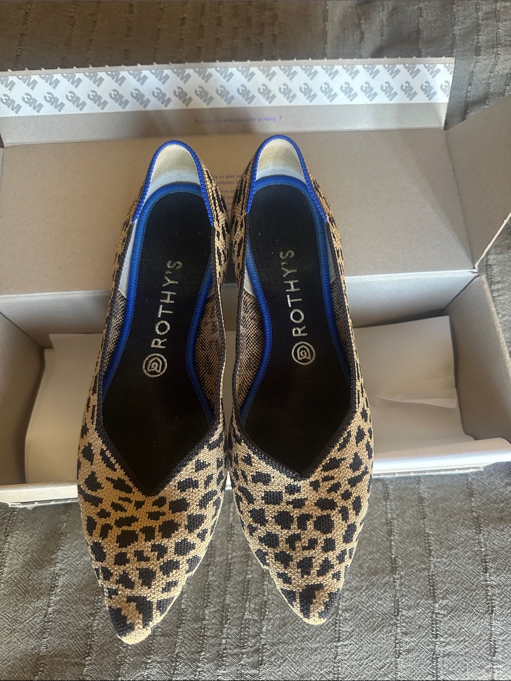 Rothy's Leopard Print Pointed Toe Flats - Black and Tan